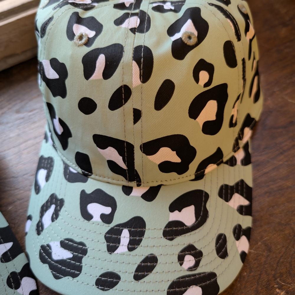 Leopard Print Kids Cap - Green and Black